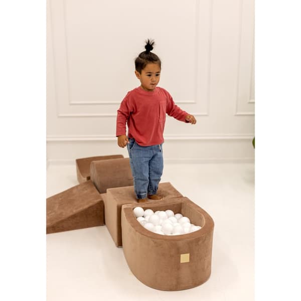 MeowBaby® skumlegeplads til børn med boldbassin 240 x 45 cm/100 bolde lysegrå: guld/gennemsigtig/mint/hvid