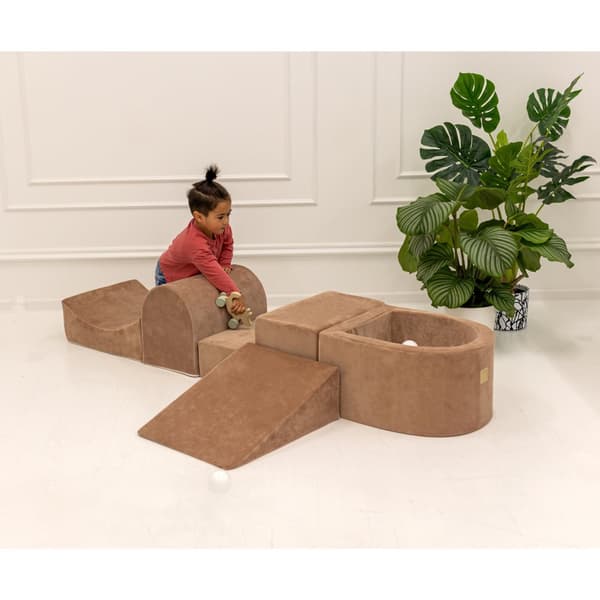 MeowBaby® skumlegeplads til børn med boldbassin 240 x 45 cm/100 bolde lysegrå: guld/gennemsigtig/mint/hvid