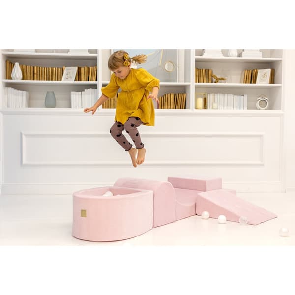 MeowBaby® skumlegeplads til børn med boldbassin 240 x 45 cm/100 bolde lysegrå: guld/gennemsigtig/mint/hvid