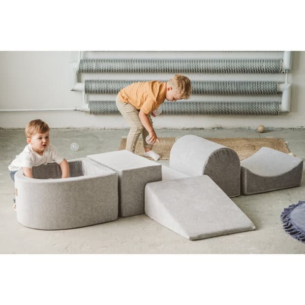MeowBaby® skumlegeplads til børn med boldbassin 240 x 45 cm/100 bolde lysegrå: guld/gennemsigtig/mint/hvid