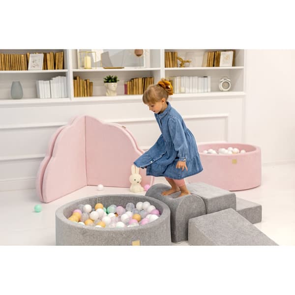 MeowBaby® Skumlekplats för barn med bollhav 240 x 45 cm/200 bollar Puderrosa: Ljusrosa/Grå/Vit