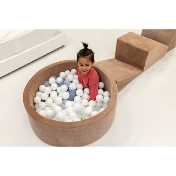 MeowBaby® Skumlekplats för barn med bollhav 240 x 45 cm/200 bollar Puderrosa: Ljusrosa/Grå/Vit