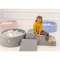 Miniatyrbillede 4 af 9: MeowBaby® Foam Legeplads til Børn med Boldbassin 240 x 45 cm/200 Bolde Lysegrå: Grå/Hvid/Turkis