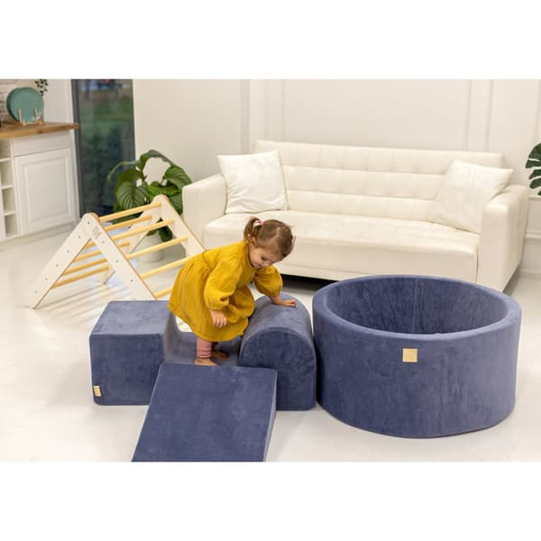 MeowBaby® Foam Legeplads til Børn med Boldbassin 240 x 45 cm/200 Bolde Lysegrå: Grå/Hvid/Turkis