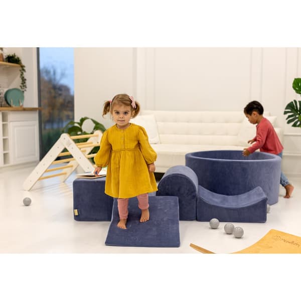 MeowBaby® Foam Legeplads til Børn med Boldbassin 240 x 45 cm/200 Bolde Pulver Pink: Grå/Hvid