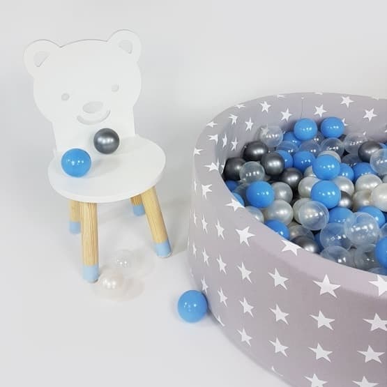 Meow Baby - Bollhav - Lysegrå Stjerner - 30 Cm