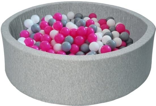 Boldpit, grå, 90x30 cm med 150 bolde Ø 7 cm - robust boldpit - Multifarvede bolde