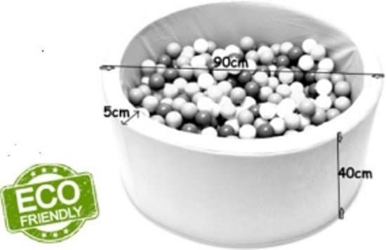 Bollhav - robust bollbad - 90 x 40 cm - 200 bollar Ø 7 cm - blå, vit, grå och svart
