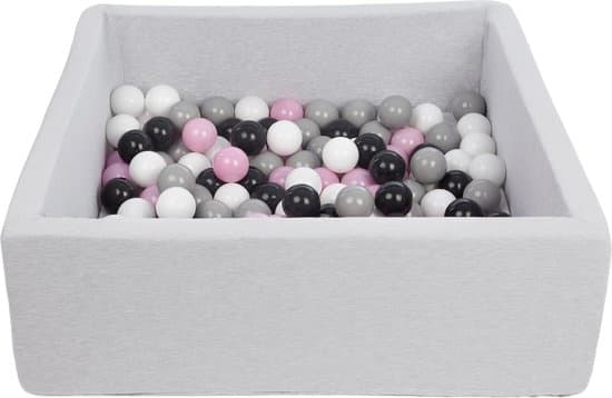 Ball pool - solid ball pool - 90x90 cm - 150 balls Ø 7 cm - hvid, lyserød, grå, sort.