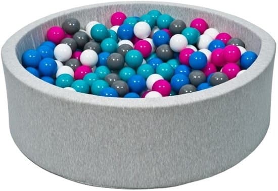 Bollhav grå 90x30 cm med 150 bollar Ø 7 cm - robust bollbad - Flerfärgad