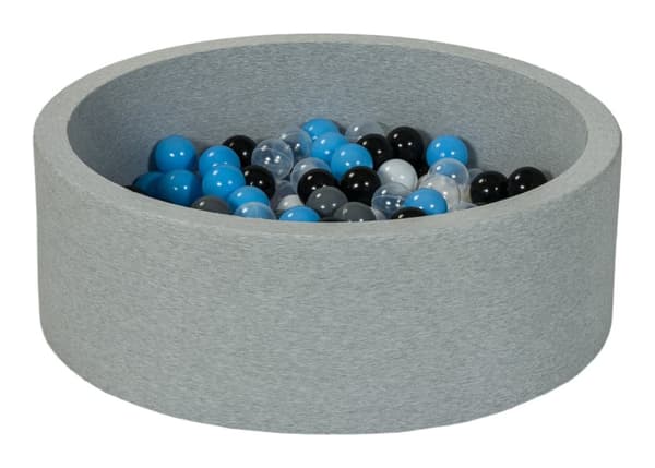 Kuglegrav 90 cm med 200 bolde sort, hvid, gennemsigtig, grå, lyseblå