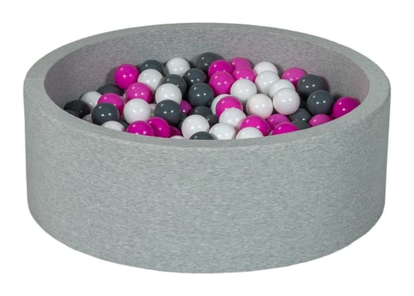 Kuglegrav 90 cm med 300 bolde hvid, lilla & grå