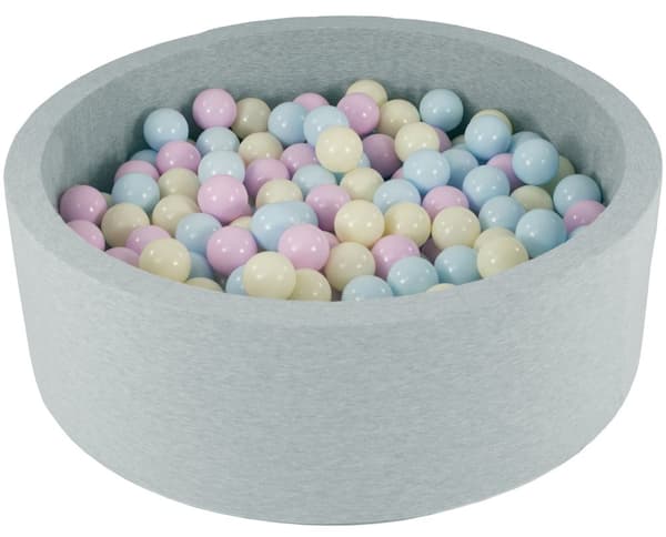 Kuglegrav - 450 bolde - runde - 90x30 cm boldbassin - pink, blå, gule (pastel) bolde