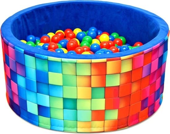 Ball pool - solid ball pool - 90 x 40 cm MOZAÏK pattern - 200 balls Ø 7 cm - gul, rød, grøn og blå