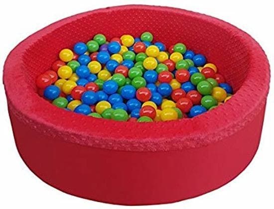Rød boldbad - solid boldbassin - 90 x 30 cm - 300 bolde - rød blå gul grøn