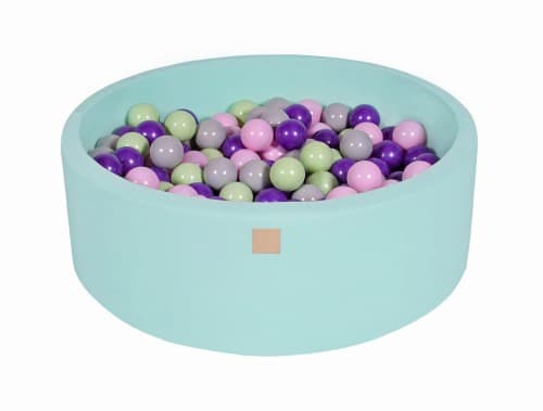 MeowBaby® Komplett set med Bollhav 90x30cm med 200 Balls 7cm certifierad, Bomull, Mynta Pastellrosa/Grå/Violettt/Ljusgrön