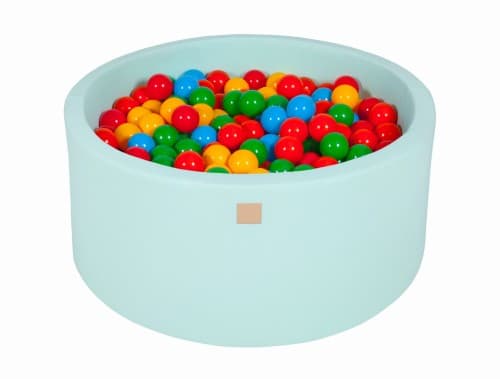 MeowBaby® Komplett set med Bollhav 90x40cm med 300 Balls 7cm certifierad, Bomull, Mynta Gul/Röd/Mörkgrön/Orange/Blå