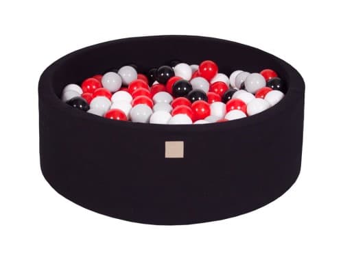 MeowBaby® Komplett set med Bollhav 90x30cm med 200 Balls 7cm certifierad, Bomull, Svart