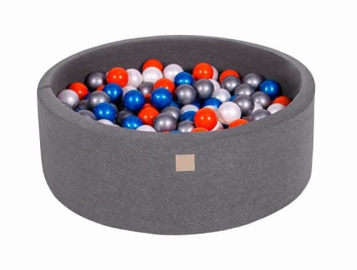 MeowBaby® Komplett set med Bollhav 90x30cm med 200 Bollar 7cm certifierade, Bomull, Mörkgrå