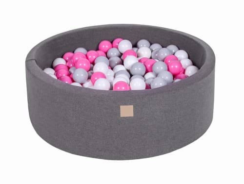 MeowBaby® Komplett set med Bollhav 90x30cm med 200 Bollar 7cm certifierade, Bomull, Mörkgrå