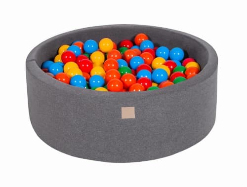 MeowBaby® Komplett set med Bollhav 90x30cm med 200 Bollar 7cm certifierade, Bomull, Mörkgrå