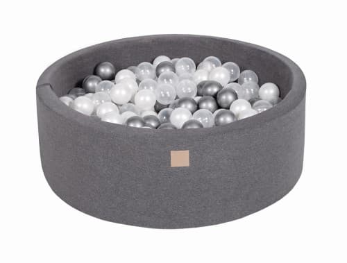 MeowBaby® Komplett set med Bollhav 90x30cm med 200 Bollar 7cm certifierade, Bomull, Mörkgrå