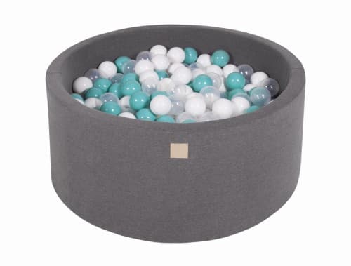 MeowBaby® Komplett set med Bollhav 90x40cm med 300 Balls 7cm certifierad, Bomull, Mörkgrå