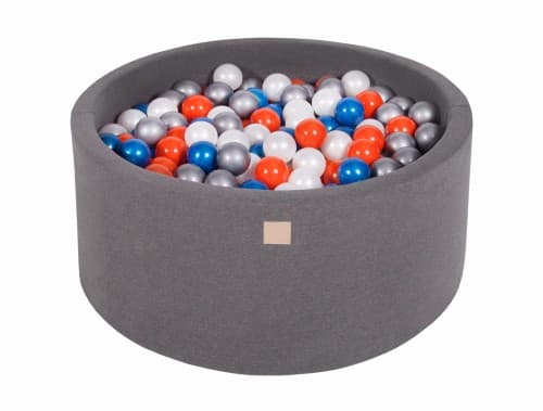 MeowBaby® Komplett set med Bollhav 90x40cm med 300 Balls 7cm certifierad, Bomull, Mörkgrå