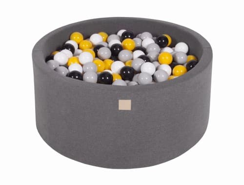 MeowBaby® Komplett set med Bollhav 90x40cm med 300 Balls 7cm certifierad, Bomull, Mörkgrå