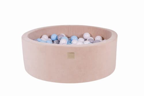 MeowBaby® Komplett set med Bollhav 90x30cm med 200 Bollar 7cm certifierade, sammet, Ecru