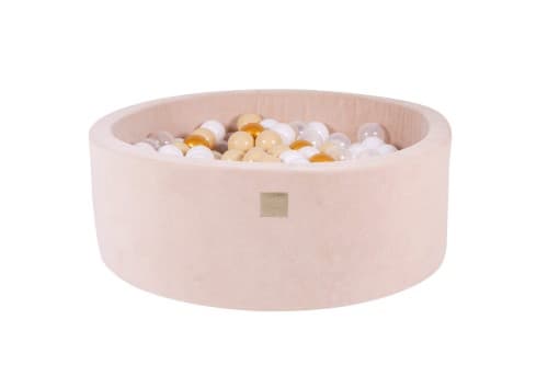 MeowBaby® Komplett set med Bollhav 90x30cm med 200 Bollar 7cm certifierade, sammet, Ecru