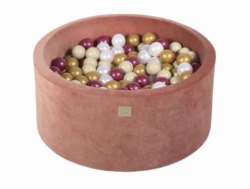 MeowBaby® Komplett set med Bollhav 90x40cm med 300 Bourgogne Pärla/Guld/Vit pärla/Beige