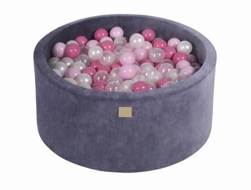 MeowBaby® Komplett set med Bollhav 90x40cm med 300 Bollar 7cm certifierade, sammet, Blå-Grå