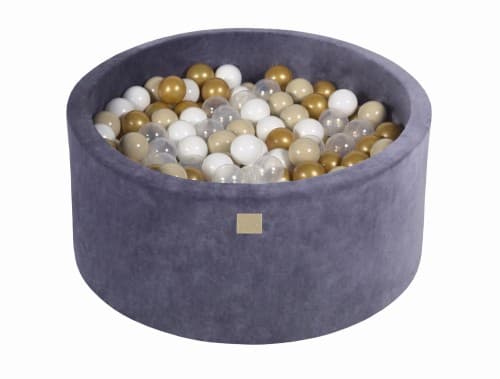 MeowBaby® Komplett set med Bollhav 90x40cm med 300 Bollar 7cm certifierade, sammet, Blå-Grå