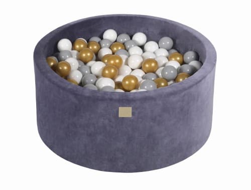 MeowBaby® Komplett set med Bollhav 90x40cm med 300 Bollar 7cm certifierade, sammet, Blå-Grå