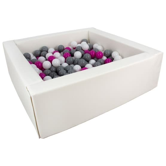 Bollhav - Eco-Läder Med 300 Bollar Vit/Vit, Rosa Och Grå