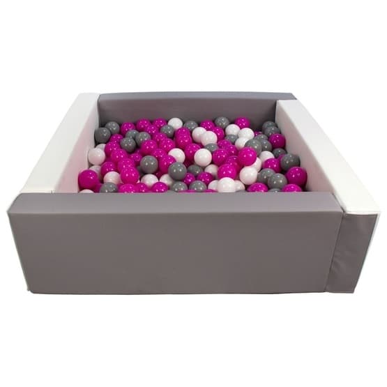 Ball Sea - Øko-læder Med 300 Bolde Hvid, Grå/Hvid, Pink Og Grå