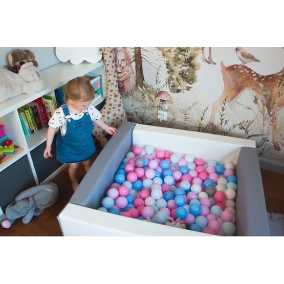 Ball Sea - Eco-Læder Med 200 Bolde Hvid/Sort, Hvid Og Grå