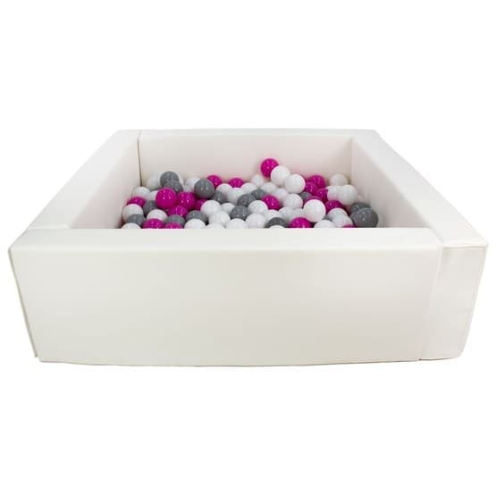 Ball Sea - Øko-læder Med 200 Bolde Hvid/Hvid, Pink Og Grå