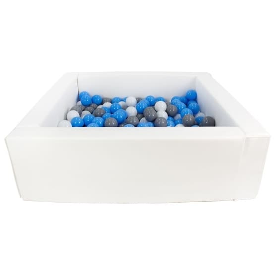 Ball Sea - Øko-læder med 200 bolde Hvid/Hvid, Babyblå Og Grå