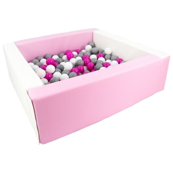Ball Sea - Øko-læder med 200 bolde hvid, pink pastel/hvid, pink og grå