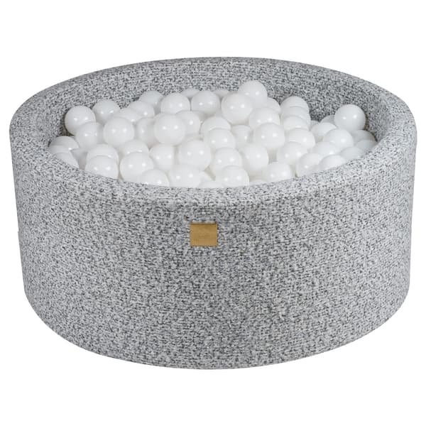 MeowBaby® Komplet sæt Boldgrav 90x40cm med 300 Bolde 7cm certificeret, boucle, gråmeleret