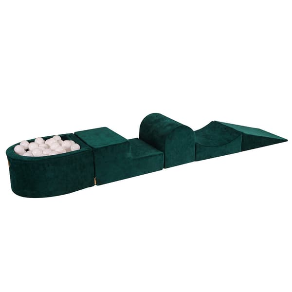 MeowBaby® Skum Klatreblok til Småbørn Mørkegrøn 4 elementer med kuglebræt 57x45x30cm