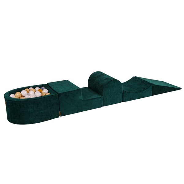 MeowBaby® Skum Klatreblok til Småbørn Mørkegrøn 4 elementer med kuglebræt 57x45x30cm