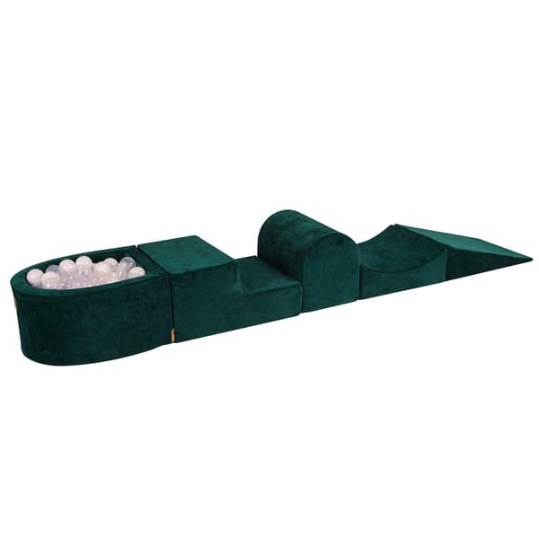 MeowBaby® Skum Klatreblok til Småbørn Mørkegrøn 4 elementer med kuglebræt 57x45x30cm