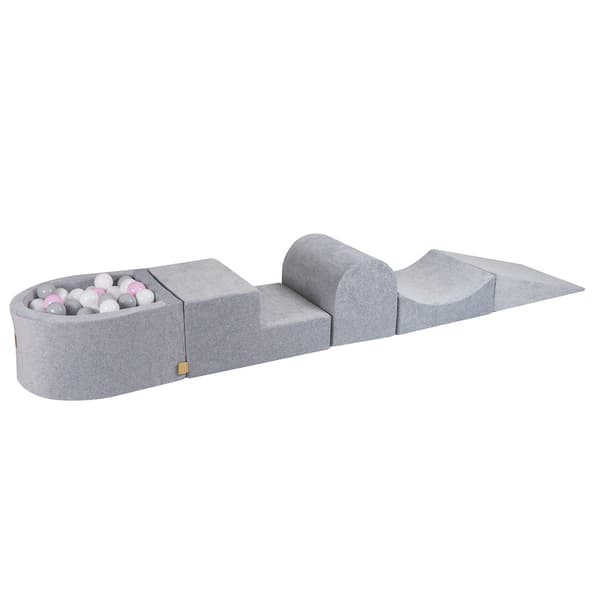 MeowBaby® Skum Klatreblok til Småbørn Lysegrå 4 elementer med Kugleplanke 57x45x30cm