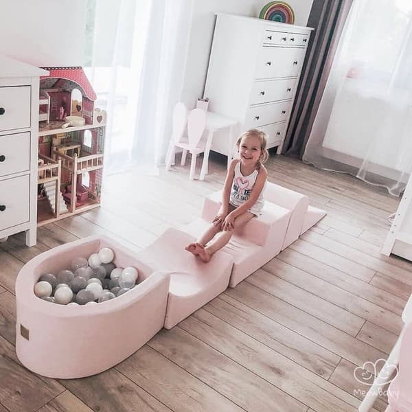 MeowBaby® Skum Klatreblok til Småbørn Beige 4 Elementer med Kugleplanke 57x45x30cm