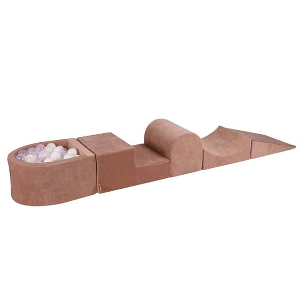 MeowBaby® Skum Klatreblok til Småbørn Beige 4 Elementer med Kugleplanke 57x45x30cm