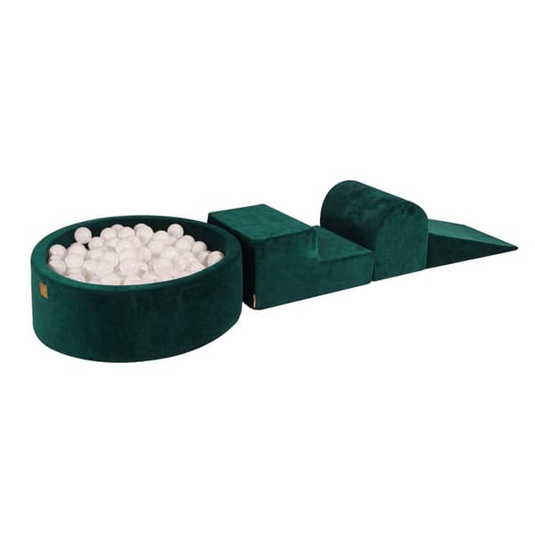 MeowBaby® Skum Klatreklodser til Småbørn Mørkegrøn 3 Elementer med Boldgrav 90x30cm
