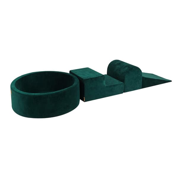 MeowBaby® Skum Klatreklodser til Småbørn Mørkegrøn 3 Elementer med Boldgrav 90x30cm Uden bolde